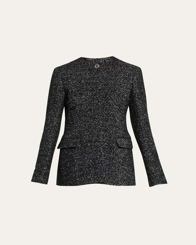 Tweed Collarless Cinched Jacket